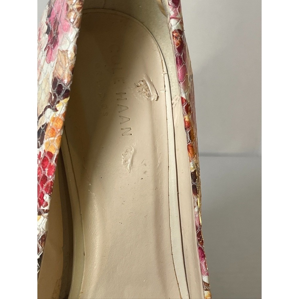 COLE HAAN SNAKE‎ FLORAL PRINT LEATHER POINTED TOE PUMP WOMEN'S US 8.5B SUPER HOT - Picture 10 of 15